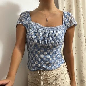 Blue Milkmaid Top